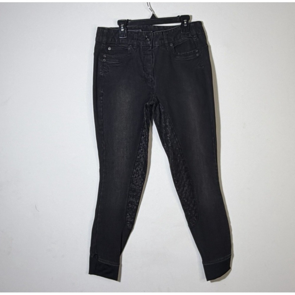 Ariat Women's Halo B Full Seat Breech Riding Equestrian Denim sz 28 Black Rinse